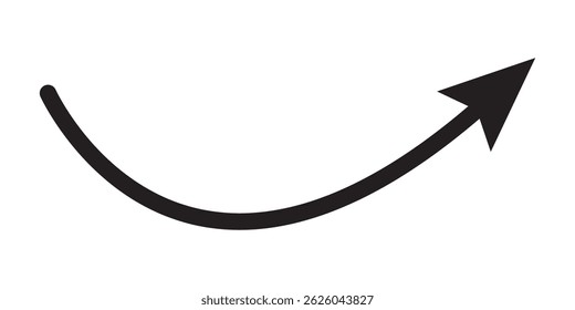Curve arrow icon vector . Black long up arrow icon vector . arrow pointing upward. Long arrows icon. Long curved hand drawn arrow. Set of vector curved arrows hand drawn. Sketch doodle style.