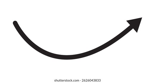 Curve arrow icon vector . Black long up arrow icon vector . arrow pointing upward. Long arrows icon. Long curved hand drawn arrow. Set of vector curved arrows hand drawn. Sketch doodle style.