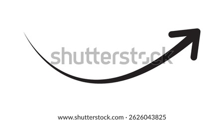 Curve arrow icon vector . Black long up arrow icon vector . arrow pointing upward. Long arrows icon. Long curved hand drawn arrow. Set of vector curved arrows hand drawn. Sketch doodle style.