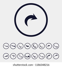 curve arrow icon, vector illustration. flat icon. curvy arrow icon