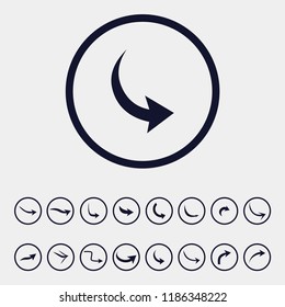 curve arrow icon, vector illustration. flat icon. curvy arrow icon