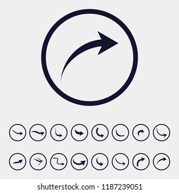 curve arrow icon, vector illustration. flat icon. curvy arrow icon