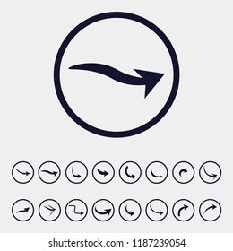 curve arrow icon, vector illustration. flat icon. curvy arrow icon