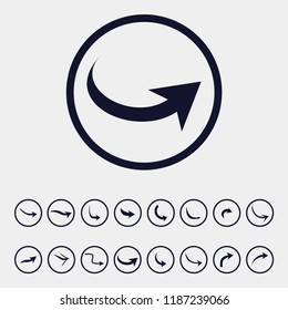 curve arrow icon, vector illustration. flat icon. curvy arrow icon