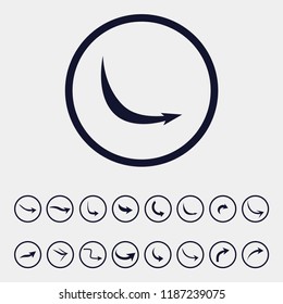 curve arrow icon, vector illustration. flat icon. curvy arrow icon
