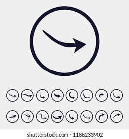 curve arrow icon, vector illustration. flat icon. curvy arrow icon