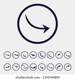 curve arrow icon, vector illustration. flat icon. curvy arrow icon