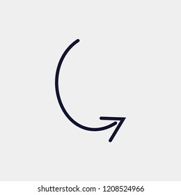 curve arrow icon, vector illustration. curved arrow