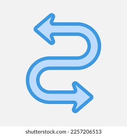 Curve arrow icon vector illustration in blue style, use for website mobile app presentation