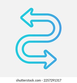 Pfeilsymbol, Vektorgrafik im Farbverlauf-Stil kurvieren, für Website-Mobile-App-Präsentation verwenden