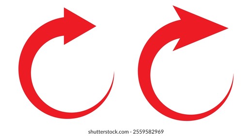 Curve arrow icon vector set. red curve arrow set illustration.