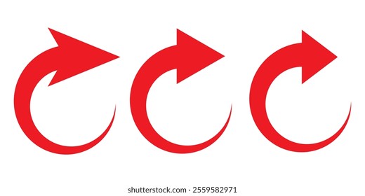 Curve arrow icon vector set. red curve arrow set illustration.