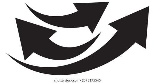 Curve arrow icon vector set. set of black long curve arrow for app and ui design. long up arrow icon vector. curve arrow set . 