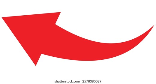 Curve arrow icon vector set. set of red long curve arrow for app and ui design. long up arrow icon vector. long arrow icon set.