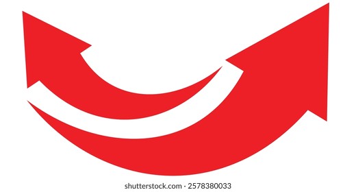 Curve arrow icon vector set. set of red long curve arrow for app and ui design. long up arrow icon vector. long arrow icon set.