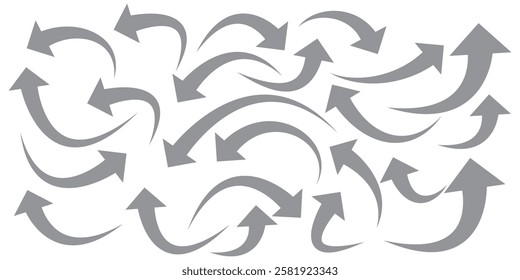 Curve arrow icon vector set. set of black long curve arrow for app and ui design. long up arrow icon vector. Black curve arrow set . 