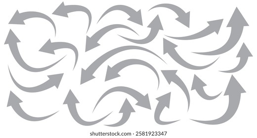 Curve arrow icon vector set. set of black long curve arrow for app and ui design. long up arrow icon vector. Black curve arrow set . 