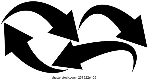 Curve arrow icon vector set. set of black long curve arrow. .  arrow icons featuring varied shapes and directions. curve arrow vector isolated on a white background