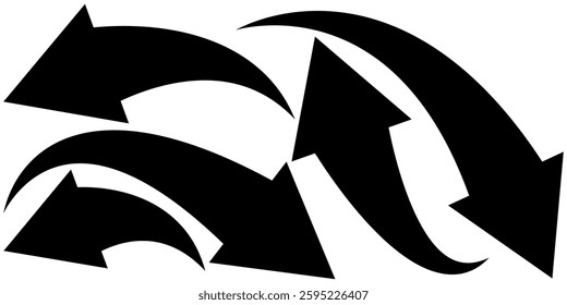 Curve arrow icon vector set. set of black long curve arrow. .  arrow icons featuring varied shapes and directions. curve arrow vector isolated on a white background