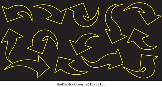 Curve arrow icon vector set. set of black long curve arrow for app and ui design. long up arrow icon vector. Black curve arrow set .