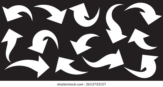 Curve arrow icon vector set. set of black long curve arrow for app and ui design. long up arrow icon vector. Black curve arrow set .