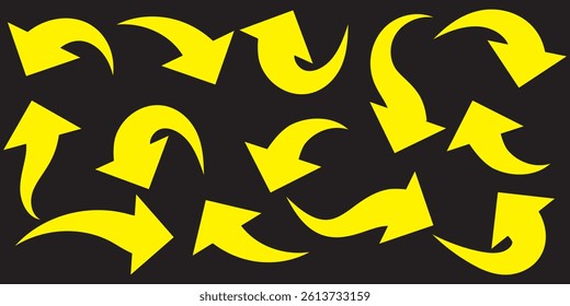 Curve arrow icon vector set. set of black long curve arrow for app and ui design. long up arrow icon vector. Black curve arrow set .