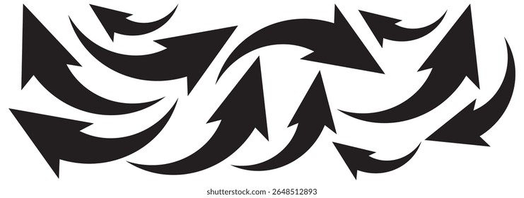 ícone de seta de curva vetor conjunto. conjunto de seta preta de curva longa para design de aplicativo e interface do usuário. ícone de seta longa para cima vetor. Seta de curva preta definida .