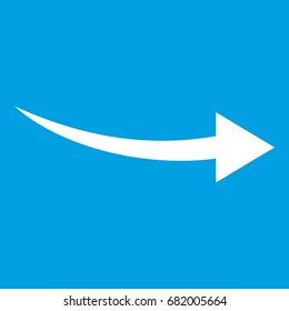 Curve arrow icon white isolated on blue background vector illustration