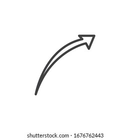 Curve arrow line icon. linear style sign for mobile concept and web design. up and right arrow outline vector icon. Symbol, logo illustration. Vector graphics