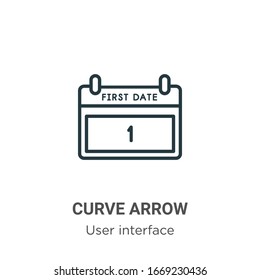 Curve arrow outline vector icon. Thin line black curve arrow icon, flat vector simple element illustration from editable user interface concept isolated stroke on white background