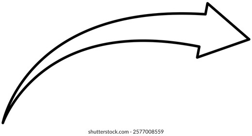 Curve arrow pointer icon. Black curve arrow.  Flat style arrow icon for your website, design, logo, app. Vector illustrator.