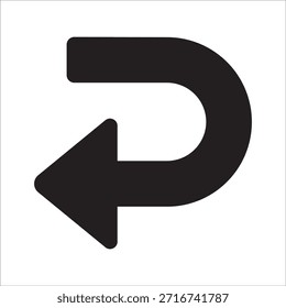 Curve arrow pointing to left icon. Backward or undo icon. Icon symbol of backward action, return, refresh. Vector user interface design.