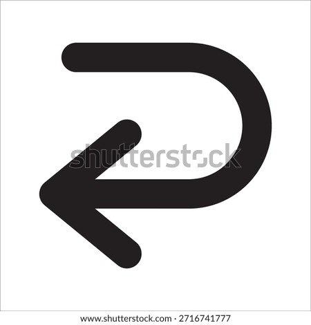Curve arrow pointing to left icon. Backward or undo icon. Icon symbol of backward action, return, refresh. Vector user interface design.
