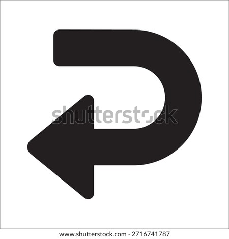 Curve arrow pointing to left icon. Backward or undo icon. Icon symbol of backward action, return, refresh. Vector user interface design.