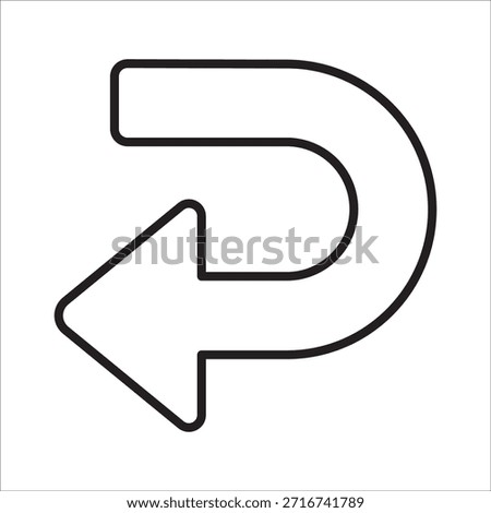 Curve arrow pointing to left icon. Backward or undo icon. Icon symbol of backward action, return, refresh. Vector user interface design.