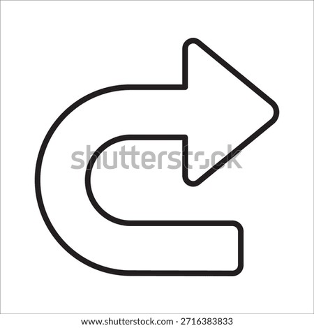 Curve arrow pointing to right icon. Forward or redo icon. Icon symbol of forward action, return, refresh.