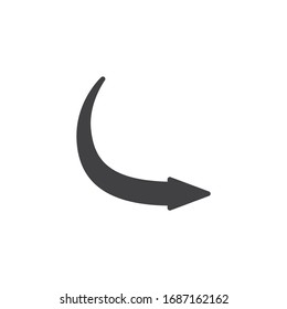 Icono de vector derecho de flecha de curva. signo plano relleno para concepto móvil y diseño web. Icono de glifo de puntero de flecha nueva. Símbolo, ilustración del logotipo. Gráficos vectoriales