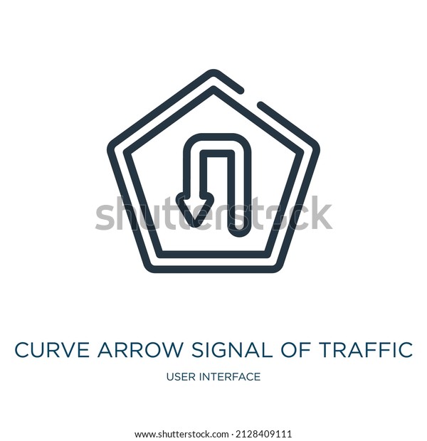 curve arrow signal of traffic thin line icon.\
arrow, street linear icons from user interface concept isolated\
outline sign. Vector illustration symbol element for web design and\
apps.