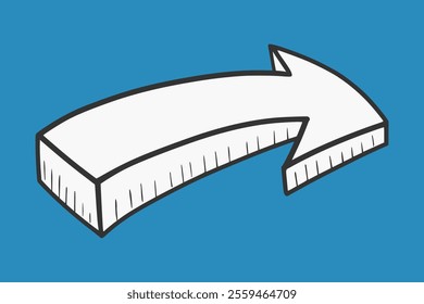 Curve arrow turn right. Send forward. Share doodle symbol.