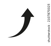 Curve arrow. Curve arrow upward. Pictogram icon for direction up. Black graphic logo isolated on white background. Flat symbol for next, forward and backward. Vector.