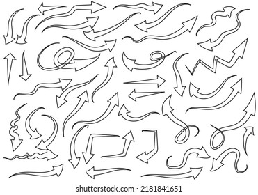 Curve arrow vector icons, set round arrow up and down, black line collection. Simple illustration