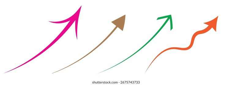 Flechas curvas conjunto de arte creativo estilo plano png transparente colorido