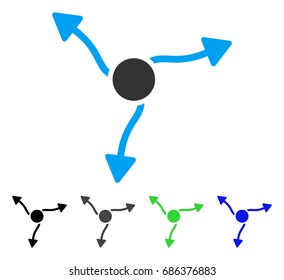 Curve Arrows flat vector illustration. Colored curve arrows gray, black, blue, green icon variants. Flat icon style for web design.