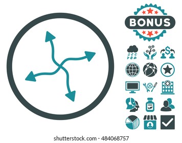 Curve Arrows icon with bonus design elements. Vector illustration style is flat iconic bicolor symbols, soft blue colors, white background.