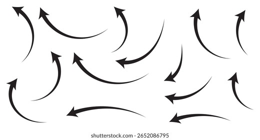 Curve arrows icon, Curved arrows, Arrow sign, Black arrows set on white background