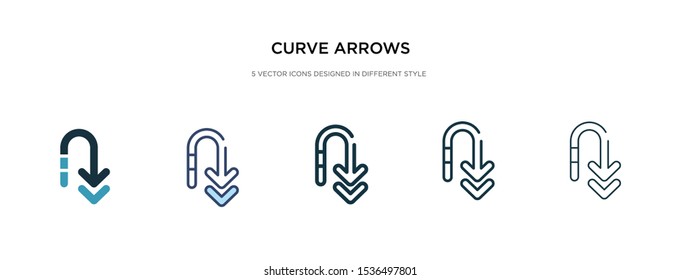curve arrows icon in different style vector illustration. two colored and black curve arrows vector icons designed in filled, outline, line and stroke style can be used for web, mobile, ui
