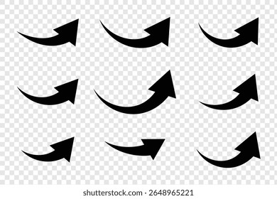 Curve arrows icon isolated on transparent background. eps 10