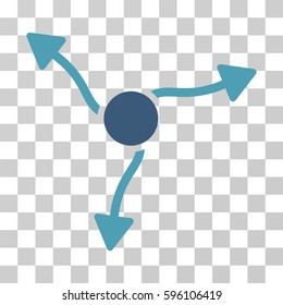 Curve Arrows icon. Vector illustration style is flat iconic bicolor symbol, cyan and blue colors, transparent background. Designed for web and software interfaces.