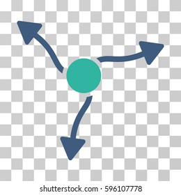 Curve Arrows icon. Vector illustration style is flat iconic bicolor symbol, cobalt and cyan colors, transparent background. Designed for web and software interfaces.