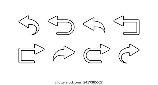 Curve arrows icons set. Vector icons